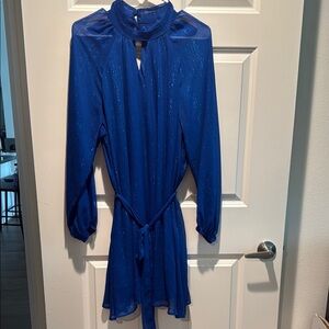 Elegant Blue Long Sleeve Dress